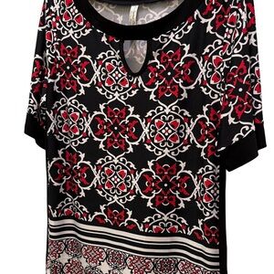 Black and Red Patterned Women's Top